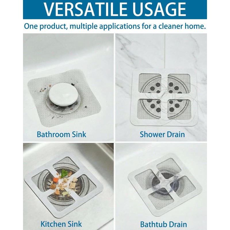 60PCS Disposable Shower Drain Hair Catcher Stickers, Adhesive Mesh Trap