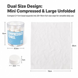 ColdCool Compressed Face Towels, 100 Count Disposable Cotton Coin Tissues