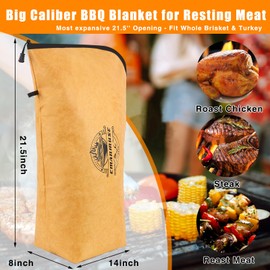 BBQ Blanket for Resting Meat & Brisket - 5-Layer Insulated Wide Mouth Smoker Bag, Fits Briskets, Pork Shoulders, Turkey - Reusable Moisture Lock for Juicy BBQ, Dad Grilling Gift