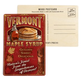 Vermont, Maple Syrup Vintage Sign (4x6 Birch Wood Postcards, 2-Pack Stationary, Rustic Home Wall Decor)