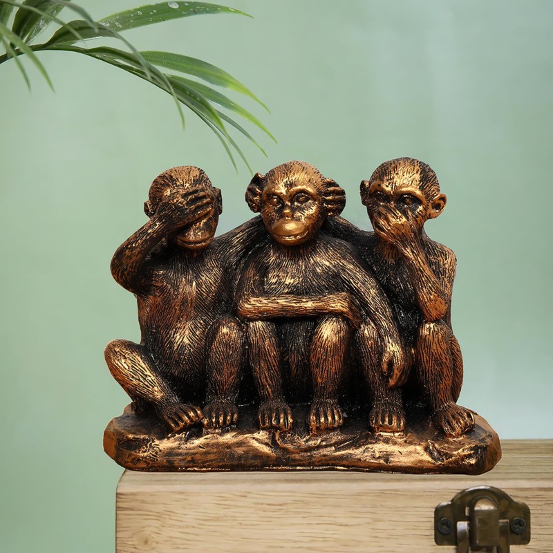 Wanwanzi 3 Wise Monkeys Statue Set - 3 in 1