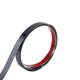 Wall Trim Molding, Stainless Steel Peel and Stick (Mirror-Like Finish), Flexible Self-Adhesive Metal Trim for Wall,Ceiling, Mirror Frame,Fireplace (Metalized Black, 16.4 ft x 0.8 in)