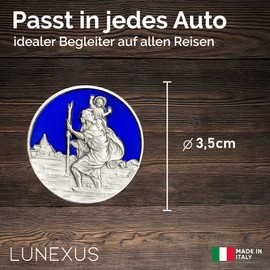 LUNEXUS Christopher Car Magnet Diameter 3.5 cm - Saint Christopher Car Plaque - Blessed - Patron Saint Drivers - Christopher Car Medal - Guardian Angel Car Magnet - Car Lucky Charm