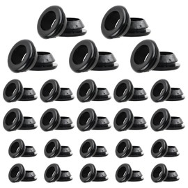 50 Pieces Black Rubber Grommets for Holes, Flexible Grommet Kit, Cable Sealing Rings for Wire Protection, Durable Rubber Grommets Set