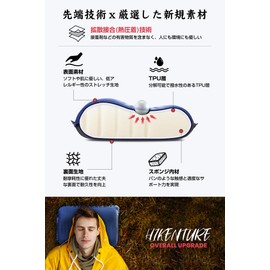 HIKENTURE Camping Pillow, 3 Seconds Automatic Inflation, 19 Times High Resilience, 4.1 inches (10.5 cm) Thick, Outdoor Pillow, 2-Way Check Valve, Inflator Pillow, 30D High Elastic Material, Camping