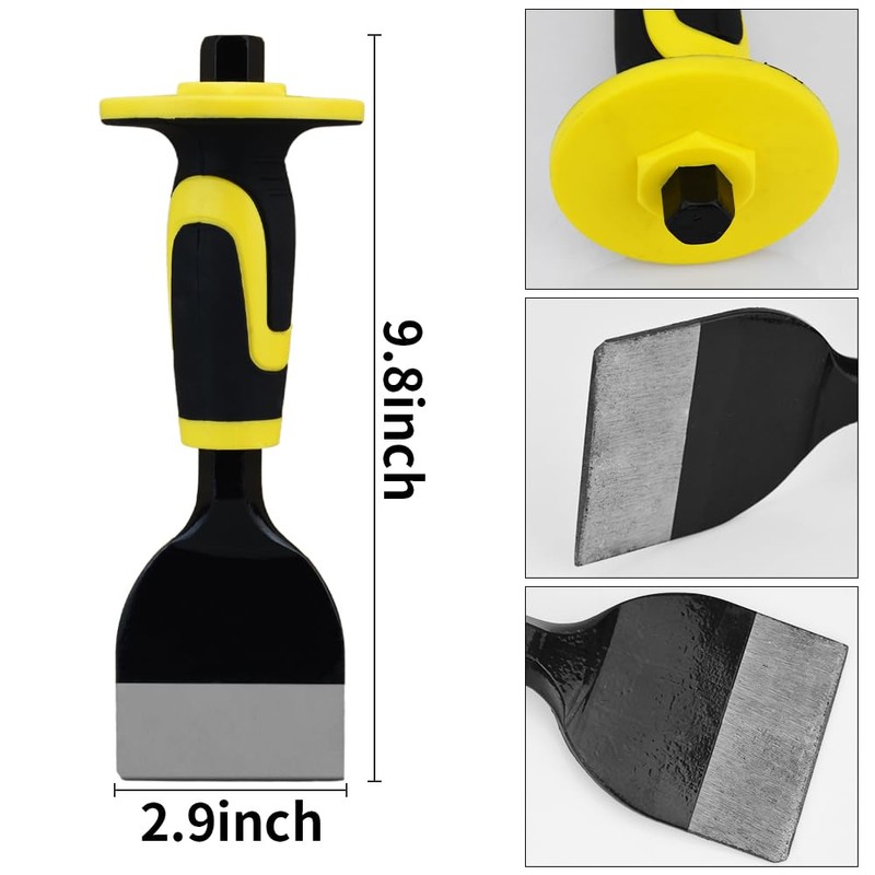 3-Piece Heavy-Duty Chisel Set with Hand Protection, Concrete and Mortar