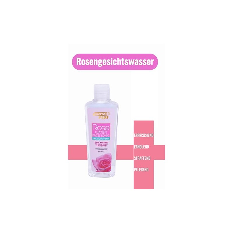 Softto+Plus Rosen-Gesichtswasser - Reinigungswasser für straffende Pflege