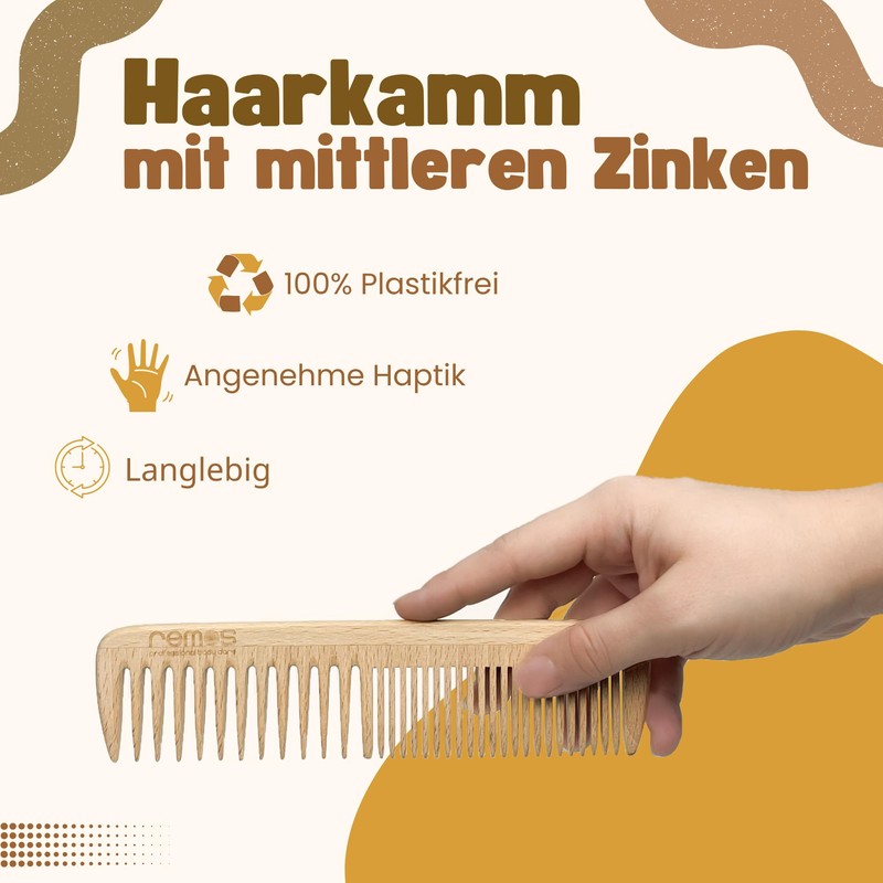 REMOS Wooden comb made of local beech wood antistatic -