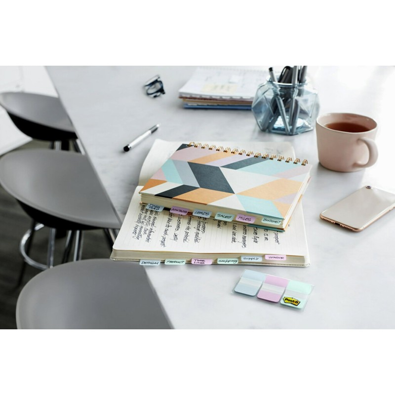 Post-it® Pastel Color Tabs, Gradient Blue, Pink, Clear, 36 Tabs/Pack