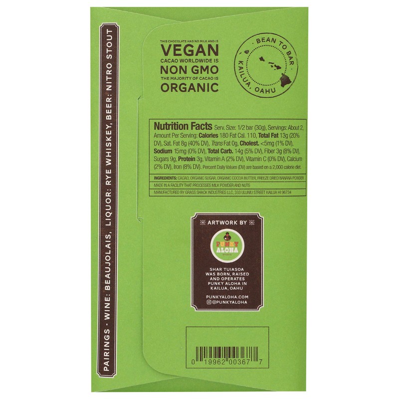 MANOA CHOCOLATE Mai'a Banana Dark Chocolate Bar, 2.1 OZ