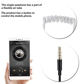 Yoidesu Universal 3.5mm Jack Acoustic Hollow Air Tube Earbuds Auriculares con Micrófono, Auricular único Antirradiación en la Oreja, Auricular con Cable para Teléfono Celular(Negro)