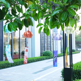 Alipis Japanese Wind Chime: 5pcs Colorful Handmade Glass Wind Bells - Hanging Windchime Bell Pendants for Indoor Home Window Outdoor Garden Wedding Decoration