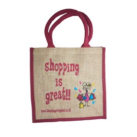 Shopping is Great Reusable Jute Shopping Bag 31cm x 31cm