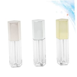 Healeved 3pcs Pentagonal Lip Gloss Bottles Empty Lipstick Tubes Compact Lip Oil Containers for Women Lightweight Design Rose Gold for Travel Makeup