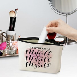 Positive Affirmations Makeup Bag Self Love Gifts Inspirational Quotes Motivational Mental Health Gifts for Women Female Friend Colleagues Birthday Friendship Mothers Day Nurse Day Travel Toiletry Bag