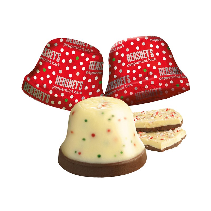 HERSHEY'S Peppermint Bark Bells, Christmas Candy Bag, 9 oz