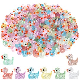 120Pcs Mini Resin Ducks, Colorful Tiny Ducks, Twinkle Mini Resin Animals for Christmas Birthday Party Miniature Figures Micro Fairy Garden Landscape Decor
