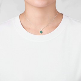 Philip Jones Green Aventurine Gemstone Heart Necklace