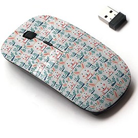2.4G Wireless Mouse with Cute Pattern Design for All Laptops and Desktops with Nano Receiver - Cute Rabbits Bunnies