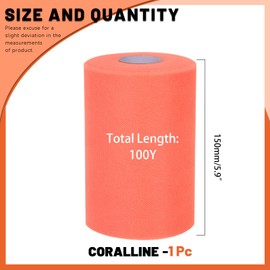 Tanstic 1 x Coral Tulle Fabric Roll, 6 Inches x 100 Yards Tulle Ribbon Fabric Spool Tulle Roll for DIY Tutu Bow, Birthday Party Wedding Decorations