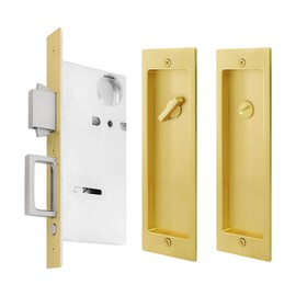 Pocket Door Privacy Lock,Modern Rectangular Pocket Door Hardware, Finger Flush Pulls with Edge Pull for Pocket Doors, Sliding Doors,Folding Doors etc (Sliver, No Key)