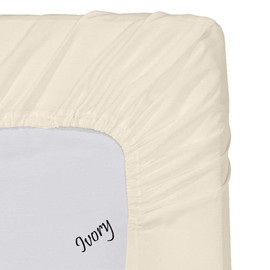 SRP Linen - 400 Thread Count 100% Egyptian Cotton 10" Deep Pocket 1 PC Fitted Sheet Solid Pattern (Full, Ivory)