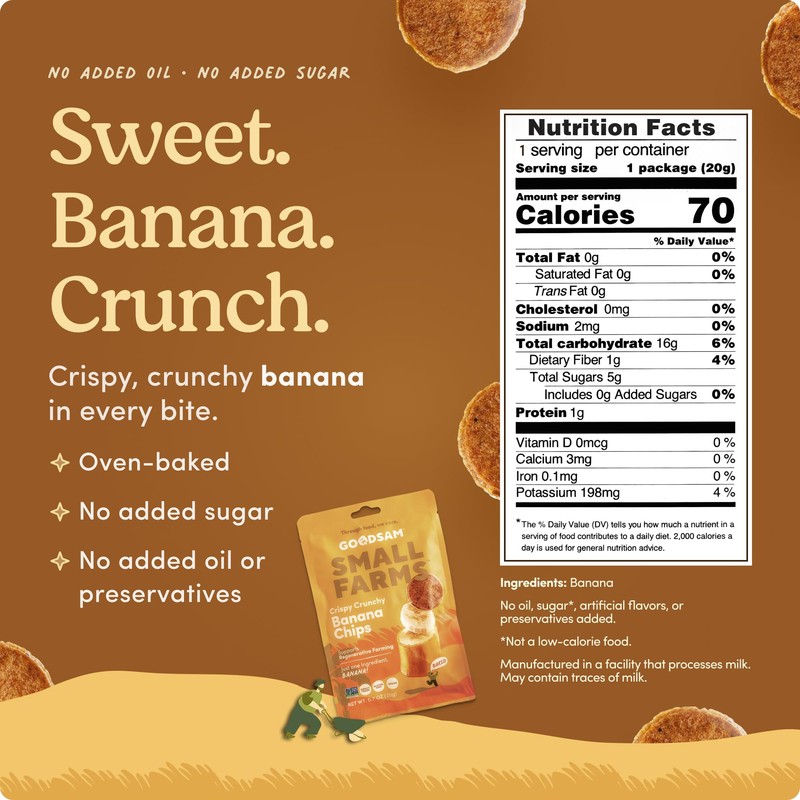 GoodSAM Small Farms Baked Banana Chips, Pack of 16 Simple