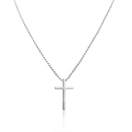 Jokmeo Cross Necklace for Women, 14k Gold Plated/Sterling Silver Chain Necklace, Delicate Gold Cross Pendant Necklace, Simple Necklaces for Women, Trendy Gold Jewellery, Sterling Silver, No Gemstone