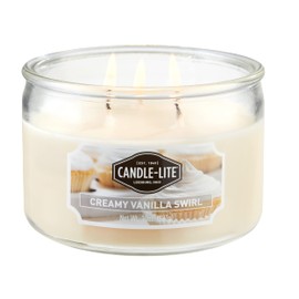 Candle-lite Scented Candles, Creamy Vanilla Swirl Fragrance, One 10 oz. Three Wick Aromatherapy Candle with 20-40 Hours of Burn Time, Off-White Color