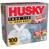 Husky True Tie XL Trash Bags, Clear, 45 Gallon, 100