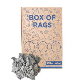 SupremePlus Gray T-Shirt Rags - Shop Bulk Cleaning Rag in a Box, Clean Up Stain, Grease, Paint & Auto with 100 Percent Cotton Low Lint Cloth (50 lbs. Box)