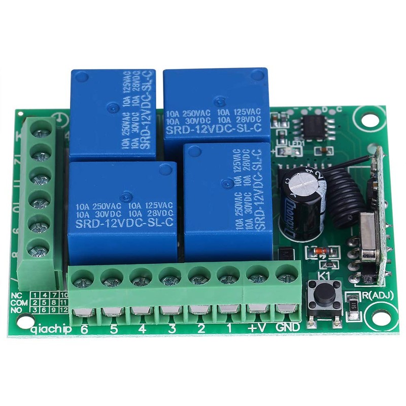 433 MHz Universal Wireless Remote Control Switch DC12V 4CH Relay