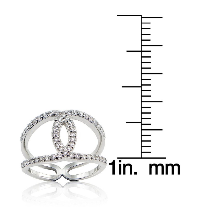 Sterling Silver Cubic Zirconia Interlocking Horseshoe Band Ring