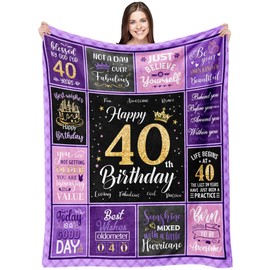 40th Birthday Gifts Women Unique, Happy 40th Birthday Gifts for Women, 40th Birthday Gift Idea, 40 Year Old Birthday Gifts for Women, Gifts for 40 Year Old Women, 40th Bday Decor Gifts Blanket 50"x60"