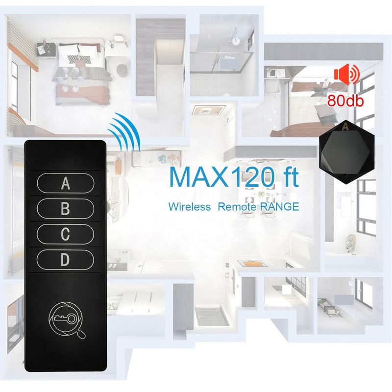 Key Finder,Wireless Locator,115ft Range 85db Sound Remote Finder,Use for Finding