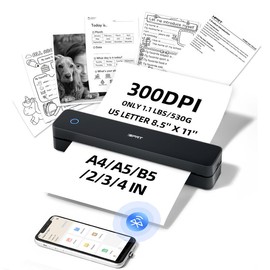 iDPRT Portable Wireless Printer MT610 for Travel Support 8.5" x 11" US Letter Bluetooth Printer. Inkless Thermal Printer for Mobile Phones and PCs - Colour: black