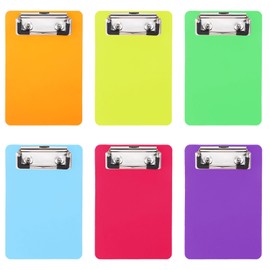 6 Pack Mini Clipboards Bright Colors 4x6 In, Plastic Small Clipboards, A6 Letter Size Small Mini Clipboard Pocket Clipboard with Clips, Memo Size Notepads, Clip Boards for Classroom Restaurants Office