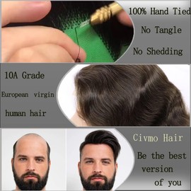 Tupé Masculino De Encaje Mono Con Tupé De Poliuretano, Sistema De Reemplazo De Cabello Humano 100% Europeo, Pelucas Postizas Para Hombre (Color Gris Blanco 60Ry)