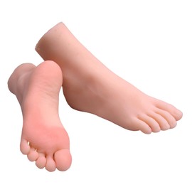1 Pair Small Silicone Lifesize Female Mannequin Foot with Bone Realistic Silicone Feet Mannequin Display Jewerly Sandal Shoe Sock Display Art Sketch (Skin Color)