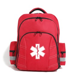 Hwbang Empty Red First Aid Backpacks Emergency Medical Bag Case Trauma Multi-Pocket Traveling Field Trips Camping Essentials Organizer EMS EMT