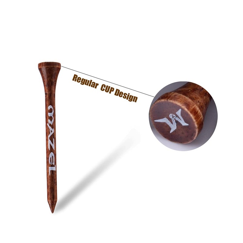 MAZEL Natural Wood/Bamboo Golf Tees 2 3/4 Inch & 3