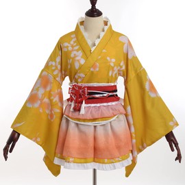 GRACEART Japanese Kimono Robe Anime Cosplay Costume Dress, yellow