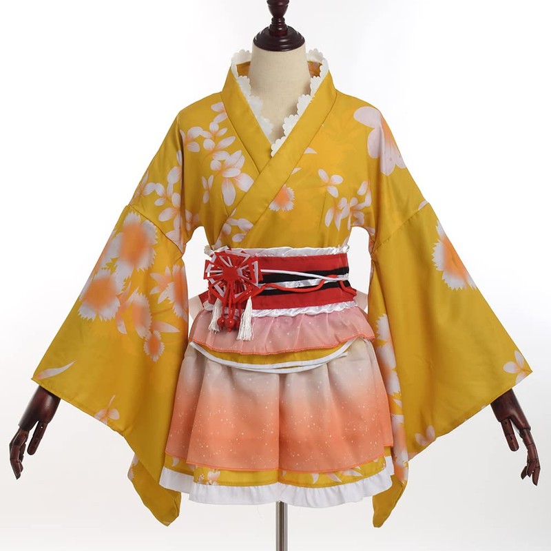 GRACEART Japanese Kimono Robe Anime Cosplay Costume Dress, yellow