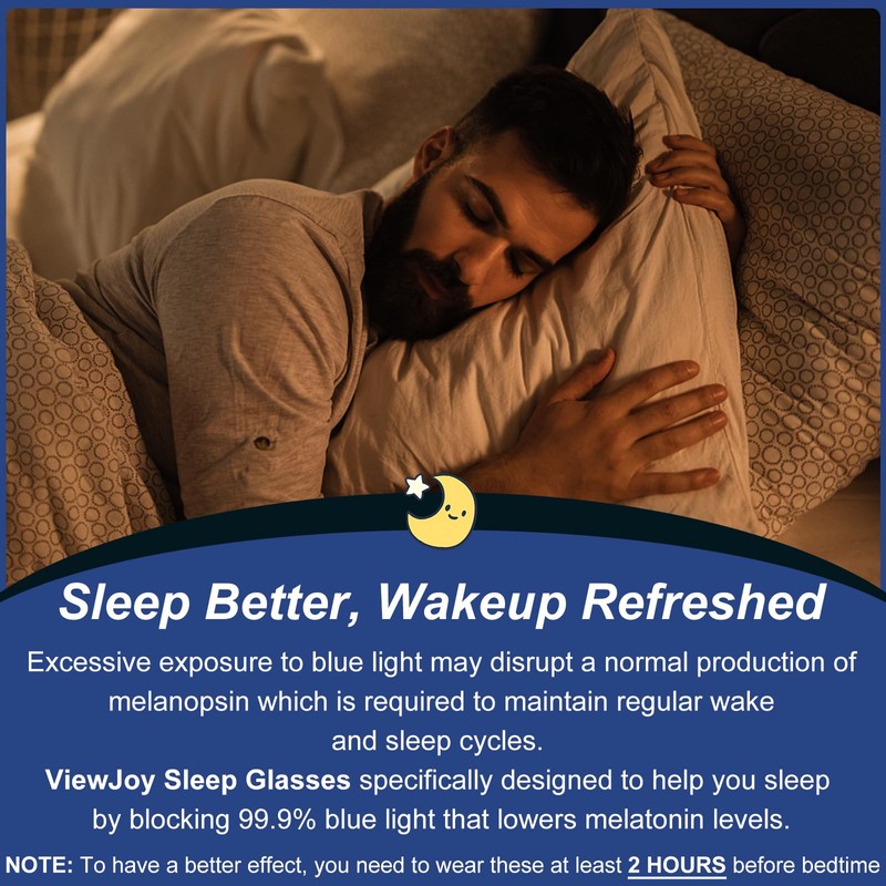 ViewJoy Sleep Glasses 99.9% Blue Light Glasses Dual AR Coatings