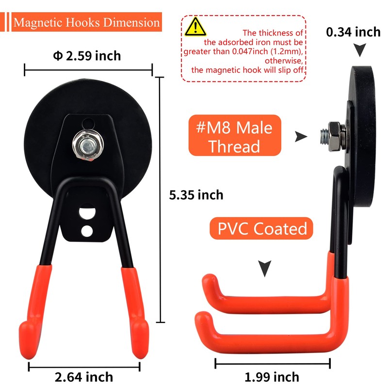 ULIBERMAGNET Magnetic Hooks Heavy Duty,Anti-Scratch Rubber Coated Magnet Hooks for