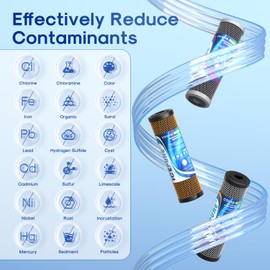 ICEPURE 3-Stage 2.5" x 10" Whole House CTO Activated Carbon Water Filter Set, Activated Carbon Block, KDF Cartridge and Upgraded Activated Carbon Heavy Metal Remove Filter Replacement Kit, Pack of 1