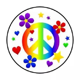 Homemade 48 Colorful Peace Sign !!  ENVELOPE SEALS LABELS STICKERS 1.2" ROUND