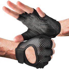 AdLife Men's Training Gloves, Gym, Muscle Training, Sports Gloves, High Compression Pad, Durable, Breathable, Anti-Slip, Solid Color, Large