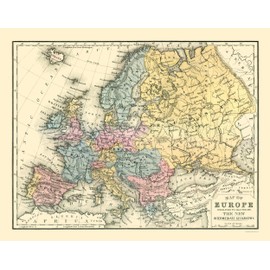 MAPS OF THE PAST Historic Map - Europe - Mitchell 1869-29.16 x 23 - Vintage Wall Art