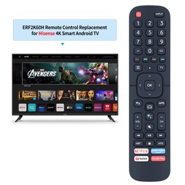 ERF2K60H Replacement IR Remote Control Compatible for Hisense 4K ULED UHD LED Android Smart TV 43H6570G8G 50H6570G 50H8G 55H8G 55H6570G 65H 65H6570G 70H6570G 75H8G 75H6570G 85H6570G